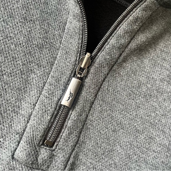 Tommy Bahamas Sweater Men XL Pullover Gray/Black 1/4 Zip Reversible - Picture 2 of 6